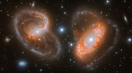 Stunning Cosmic Dance Two Interacting Spiral Galaxies