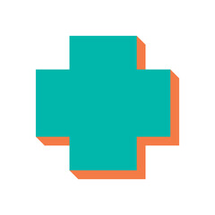 Bold geometric abstract shape. Flat icon and figure in brutalist style. This symbol features modern elements and shadows, ideal for contemporary art design projects.