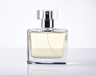 Elegant Perfume Bottle with Minimalist Design on white background