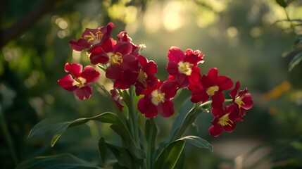 Obraz premium Stunning Red Flowers in Sunlight Botanical Garden