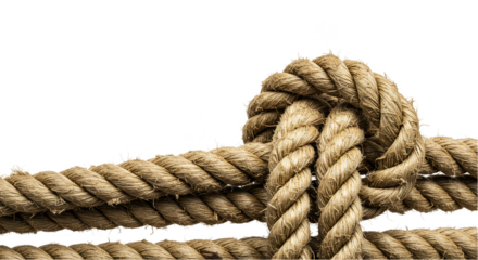 Detailed Close Up of Brown Rope Knot Isolated On Transparent Background Photo