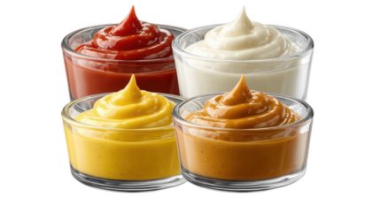 Variety of Sauces in Small Glass Bowls
