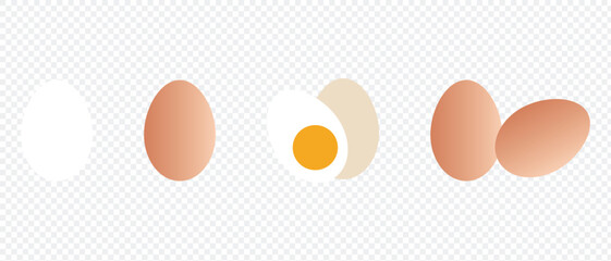 set of egg icon, isolated on PNG background.