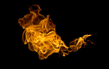 fire flame isolated on black background