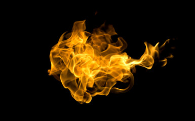 Fire flames on a black background