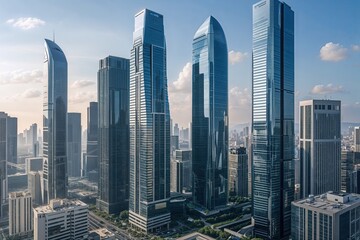 Sleek Skyscrapers and Modern Office Complexes Driving Urban Growth and Development