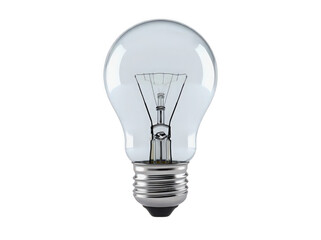 Close-up of a clear glass light bulb on a white background.