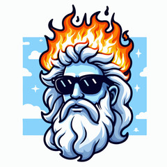 Obraz premium vector illustration of zeus head on fire