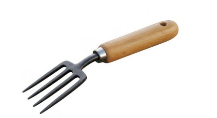 Gardening Fork Tool Transparent Background Metal Prongs Wooden Handle