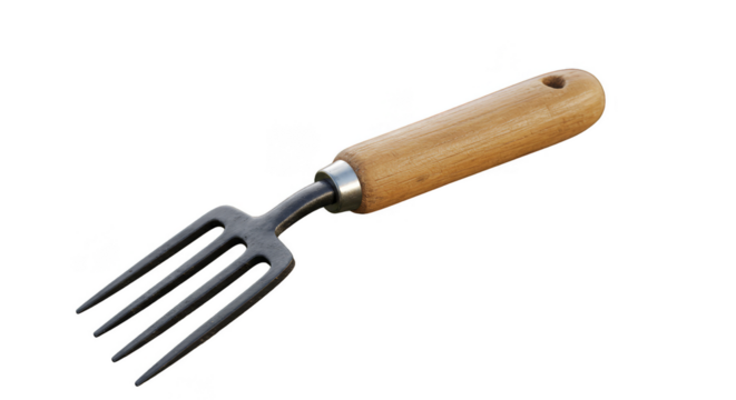 Gardening Fork Tool Transparent Background Metal Prongs Wooden Handle