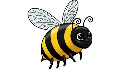 Friendly cartoon bee. A cute bee isolated on white background.