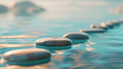 Stepping stones in the water