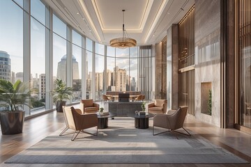 Fototapeta premium Sophisticated Office and Commercial Architecture in Elegant Urban Environments