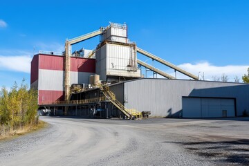 Fototapeta premium Remote industrial site under blue sky