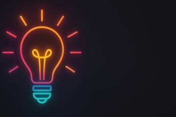Bright Idea Concept Colorful Glowing Lightbulb Lamp Banner Visualization of Brainstorming Creative Thinking Copy Space Innovation Metaphor Graphic Design