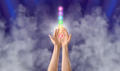 Female hands on white background