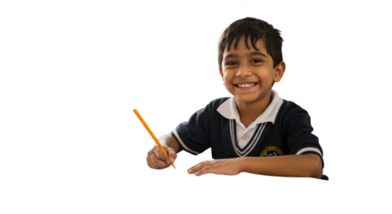 Happy Student Boy Smiles in Classroom Education Transparent Background