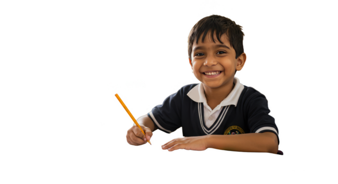 Happy Student Boy Smiles in Classroom Education Transparent Background