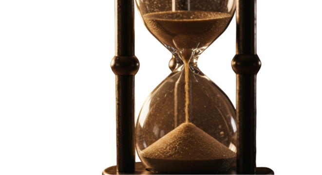 Hourglass Sand Timer Illustration on Isolated Black Background in Detailed Photo