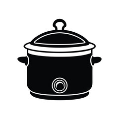slow cooker silhouette black and white vector illustration