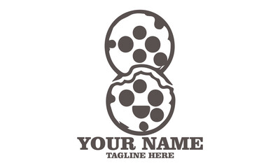 Obraz premium Chocolate chip cookie character vector illustration and Chocolate chip cookie character logo icon with white background