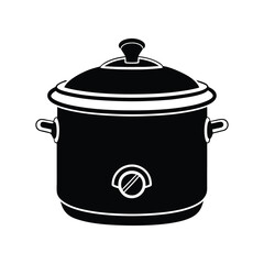 slow cooker silhouette black and white vector illustration
