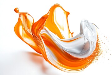 swirl of orange and white paint creates a dynamic and artistic visual