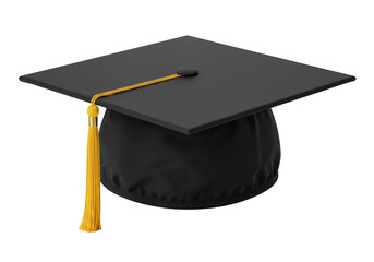 Graduation cap with tassel isolated on transparent background