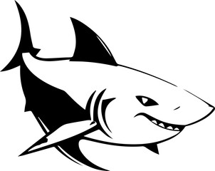 White isolated vector cartoon illustration of a swimming shark