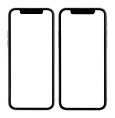 Pristine White Smartphone Screens Ideal for Art and Design Creations, Isolated on Transparent Background