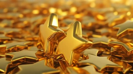 Two prominent golden stars amidst a multitude of smaller, similar stars, creating a luxurious, award-winning feel