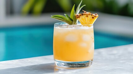 Refreshing Pineapple Cocktail by the Pool