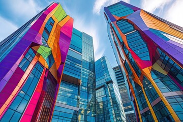 Stunning Architectural Features of Three Colorful Office Towers with Reflective Glass