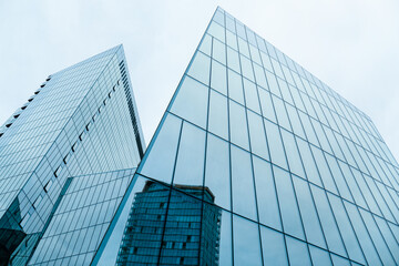 Modern office building with glass facade in city