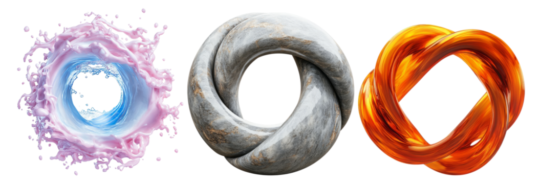 Abstract Elements of Water, Stone, and Fire in Artistic Design