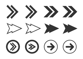 Black Arrow Icons Set – Various Styles and Directions for Navigation & UI Design