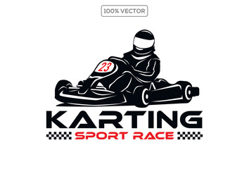 Kart racing winner logo design vector