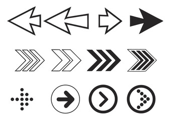 Black Arrow Icons Set – Various Styles and Directions for Navigation & UI Design