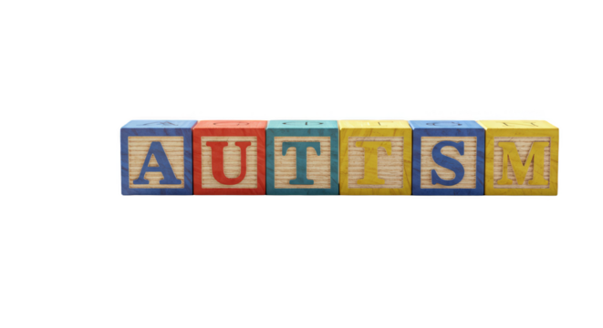 Isolated Autism Word Blocks Illustration on a Transparent Background