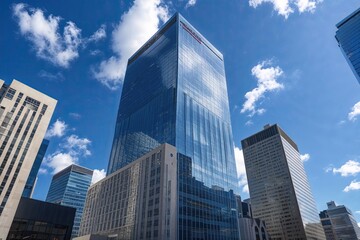 Obraz premium Modern Financial District Offices Under Clear Blue Sky