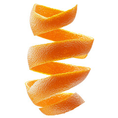 Fresh orange peel spirals create vibrant and zesty visual, perfect for culinary or decorative uses