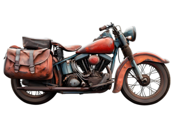 Vintage motorcycle on transparent background