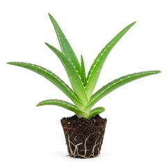 Obraz premium Aloe vera plant isolated on white background for medicinal and decorative use.