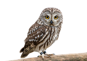 Majestic ural owl portrait isolated on transparent background