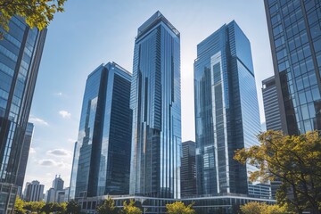 Contemporary Skyscrapers in Urban Environments Vibrant Corporate Spaces and Clarity