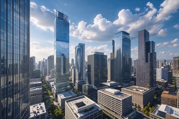 Fototapeta premium Innovative Business Architecture in Urban Skyscrapers and Dynamic City Workplaces