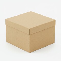Square cardboard box isolated on white background for gift and storage.