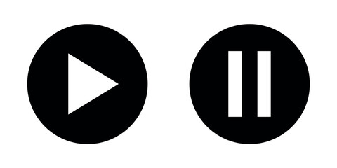 play and pause button icon. music player icon. media player icon. audio and video player. play and pause icon for app, ui and website. vector illustration on transparent background. 