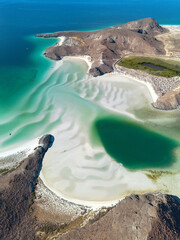 Vertical view of Balandra Beach near La Paz, Baja California, Mexico