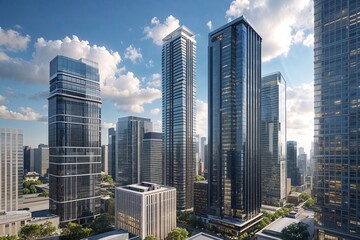 Fototapeta premium Contemporary Skyscrapers in City Business Districts